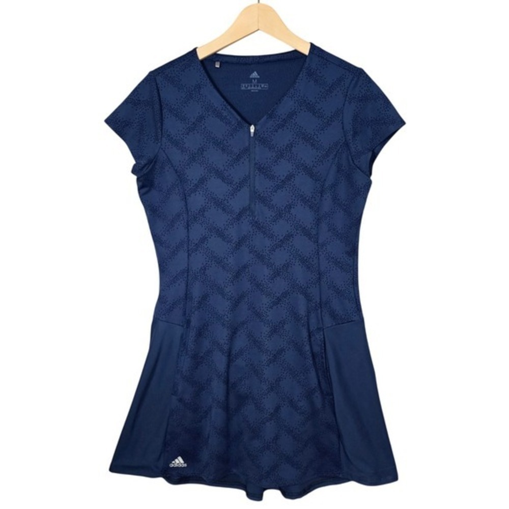 Adidas Women's Navy Geometric Print 1/4 Zip Athletic Golf Dress M